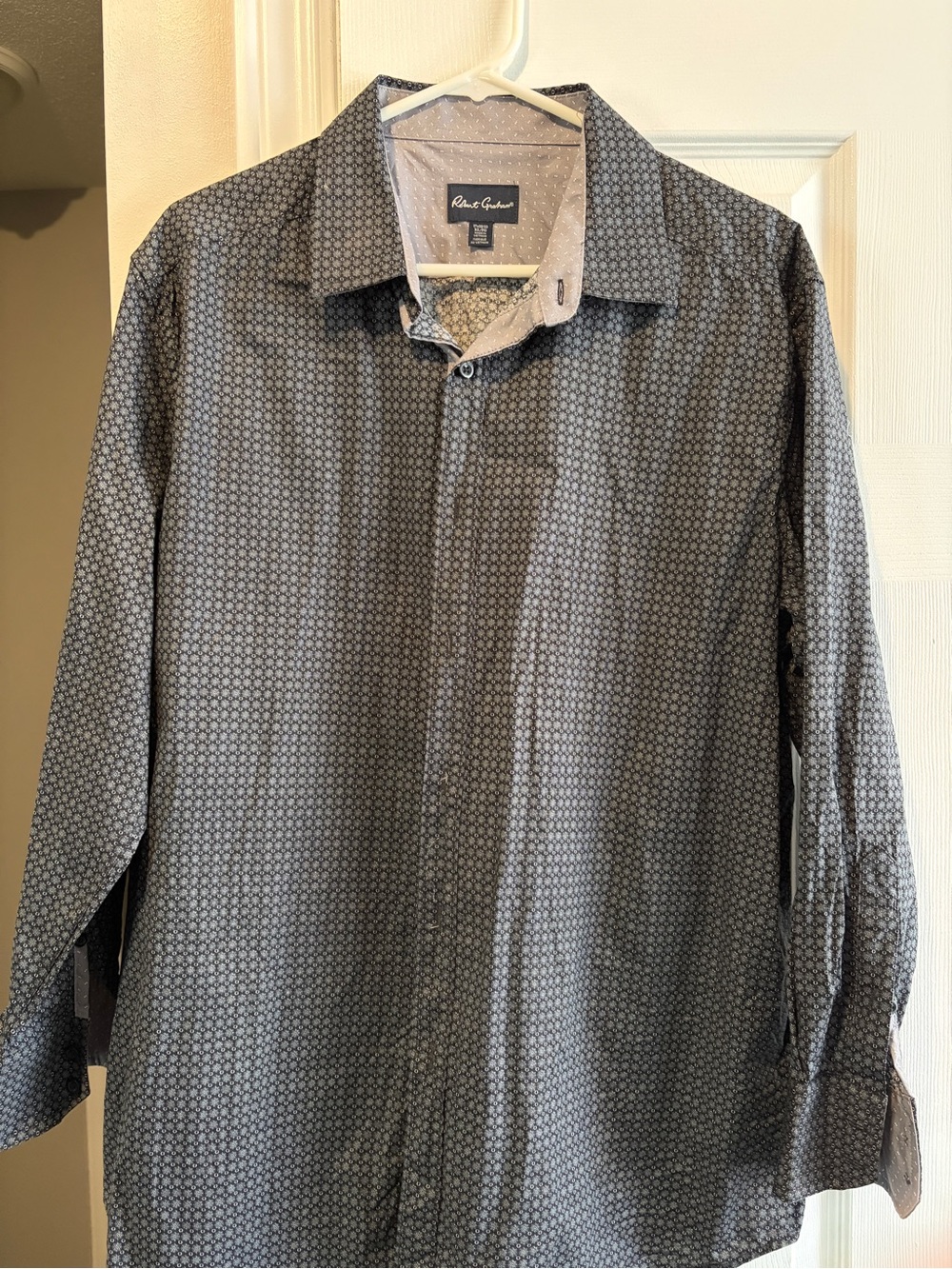 Robert Graham Men's Gray Micro-Pattern Long Sleeve Dress Shirt